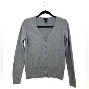 H&M V-Neck Gray Button Up Cardigan Sz Medium